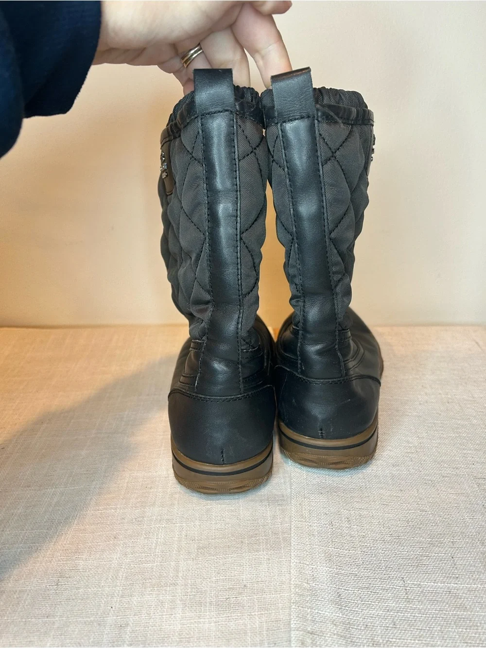 COACH womens Brown Quilted Winter Boots